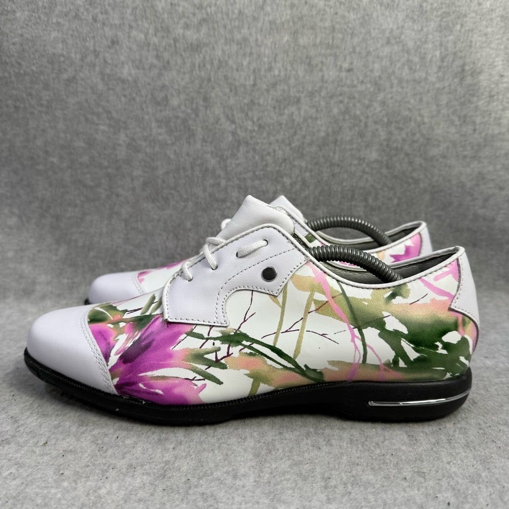 Footjoy Golf Shoe Women Size 6 White Floral Tailored Collection Soft Spike Cleat